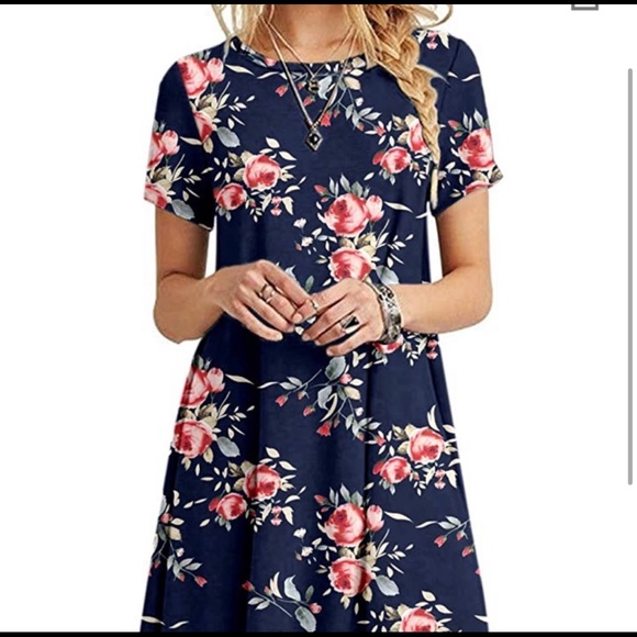 Molerani Dresses & Skirts - Navy Floral Tshirt Dress Brand New with Tags